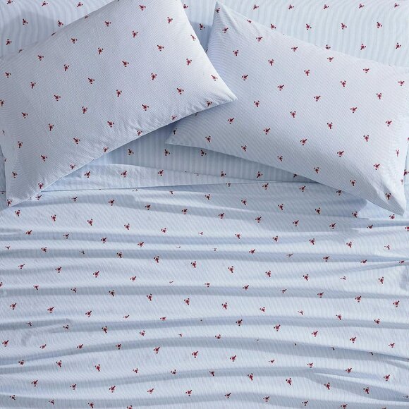Nautica Lobster Walk Twin XL Flat Sheet 100% Cotton , Lightweight & Breathable - Picture 5 of 5